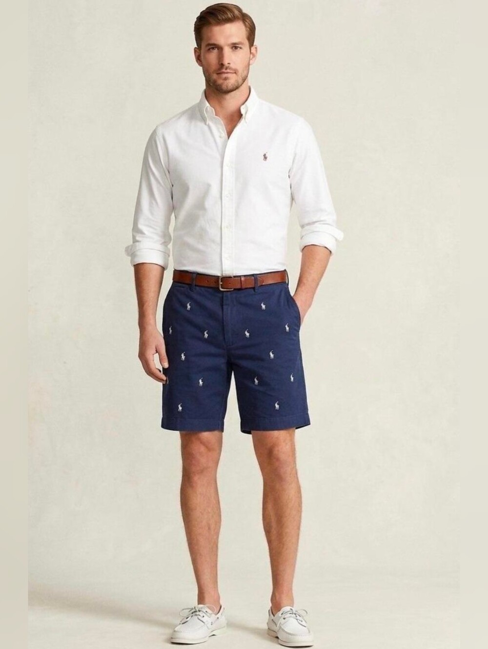 Polo Ralph Lauren Navy Pony Embroidered Chino Shorts NWT Size 35 9" Inseam